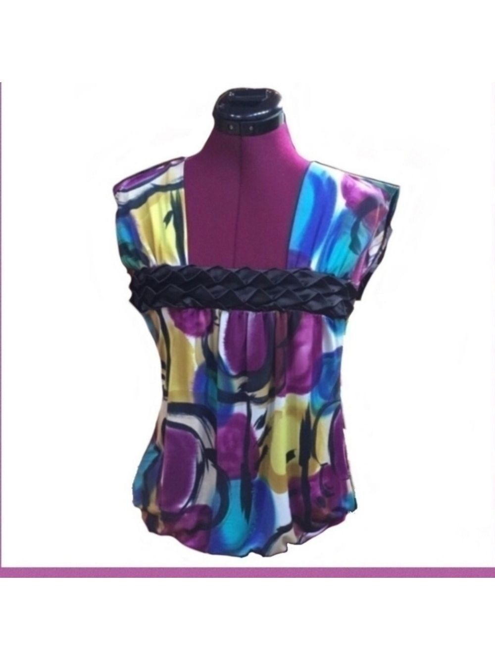 Day Trip Sleeveless Top Bold Vibrant Sophisticated Watercolor Print Summer Top
